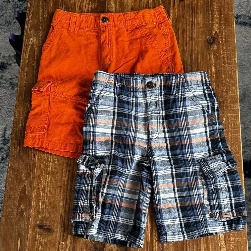 Gymboree Orange Cargo Shorts and Plaid Shorts Set